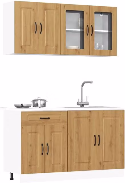 Berkfield Home Kalmar 4 Piece Kitchen Cabinet Set in Artisan Oak Brown