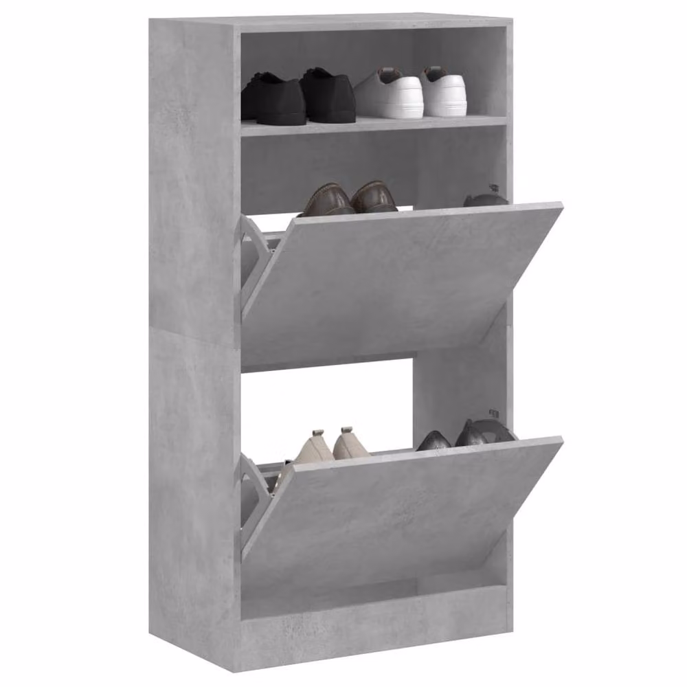 Berkfield Home Modern Shoe Cabinet in Concrete Grey, W/D/H: 60 x 34 x 116 cm – 2