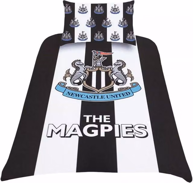Newcastle United FC Reversible Striped Duvet Set and Pillowcase in Black, W/D/H: 135 x 200 cm