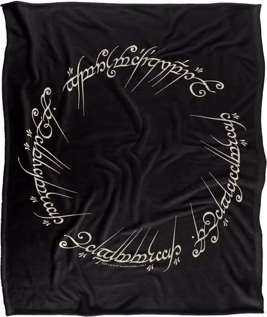 Warner Bros. The Lord of the Rings One Ring to Rule Them All Super Soft Silky Touch Polyester Blanket, Large, Multicolour and Black – 1
