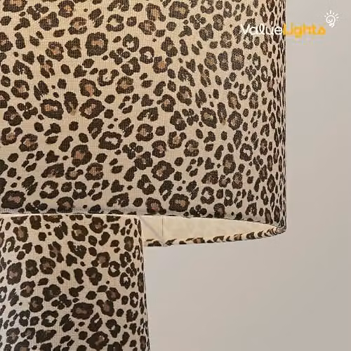 ValueLights Bertie Leopard Print Fabric Table Lamp in Beige and Multicolour – 3