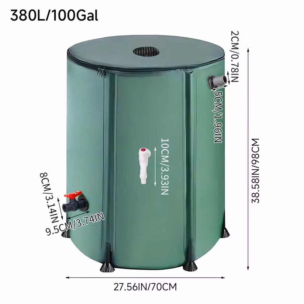 EONLION Collapsible Rain Barrel Water Collection System, Green, 380 l – 2