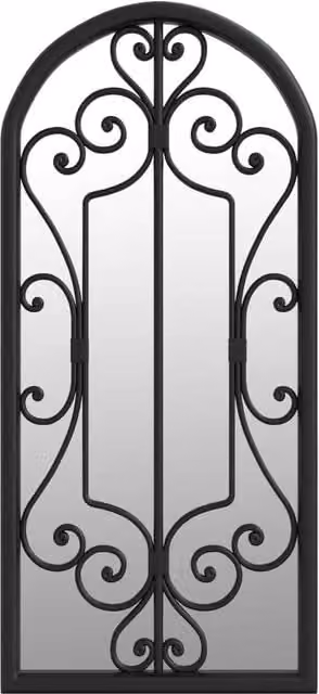 Berkfield Antique Black Metal Wall Mirror for Outdoor Use, W: 100 cm, H: 45 cm – 1