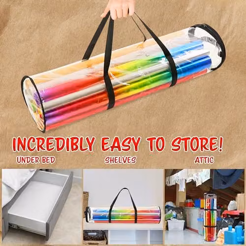 Deco Express Transparent Wrapping Paper Storage Bag with Handles, W/H: 22 x 79 cm – 5