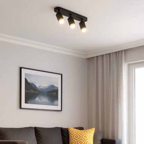 CGC Lighting Solis Black Triple GU10 Adjustable Ceiling Spotlight with Halo Ring – 3