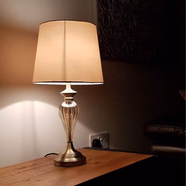 K Living Denton Glass Table Lamp in Gold/Brass