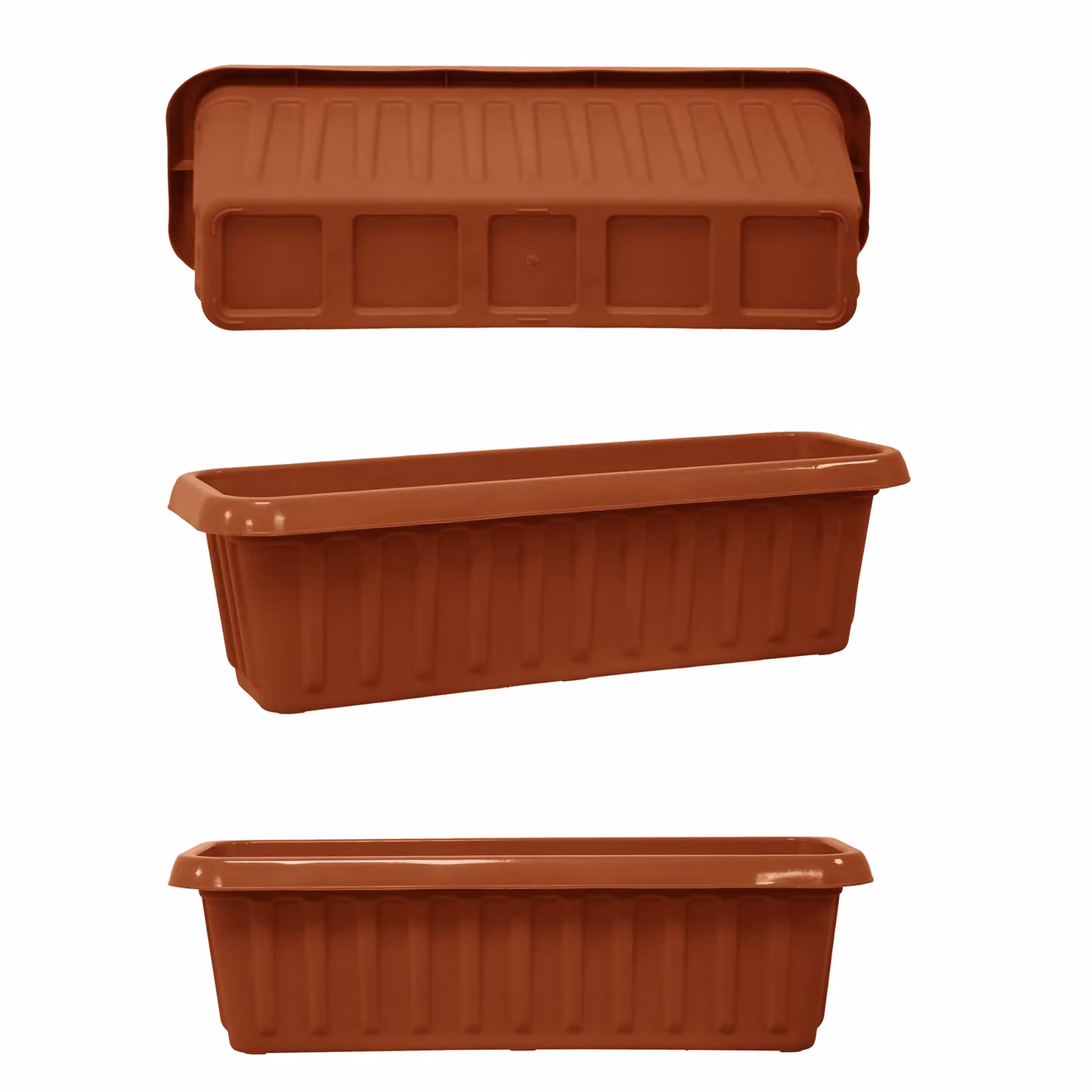 Simpa Plastic Chunky Garden Trough Planter Pot in Brown, W/D/H: 60.0 x 18.0 cm – 2