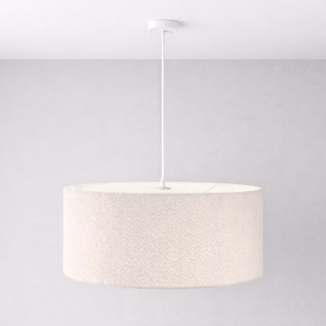 CGC Petra White Boucle Round Ceiling or Table Lamp Shade, Diameter: 45 cm