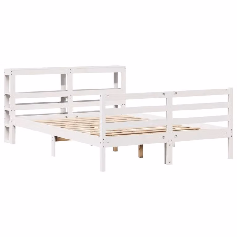Berkfield Home White Solid Wood Pine Small Double Bed Frame W/D/H: 120 x 190 cm