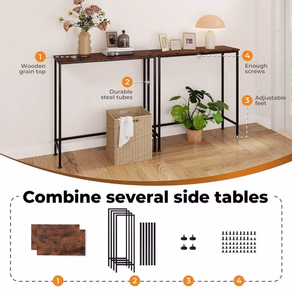 Kelvenix Industrial Console Table in Brown and Black, W/D/H: 100 x 100 x 100 cm – 2