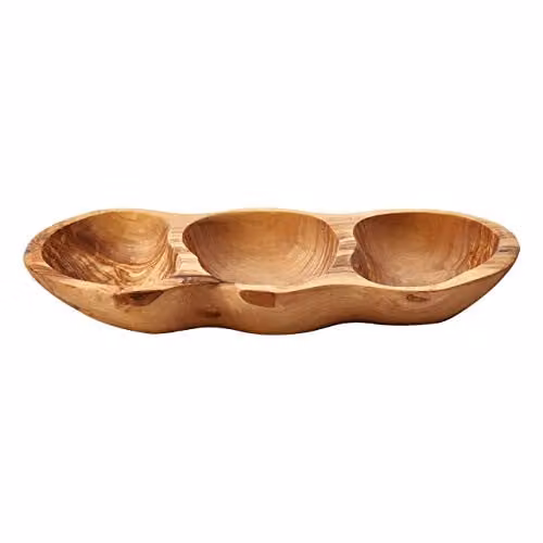 Premier Housewares Orsina Kora 3 Compartment Antipasti Dish in Brown Wood – 1