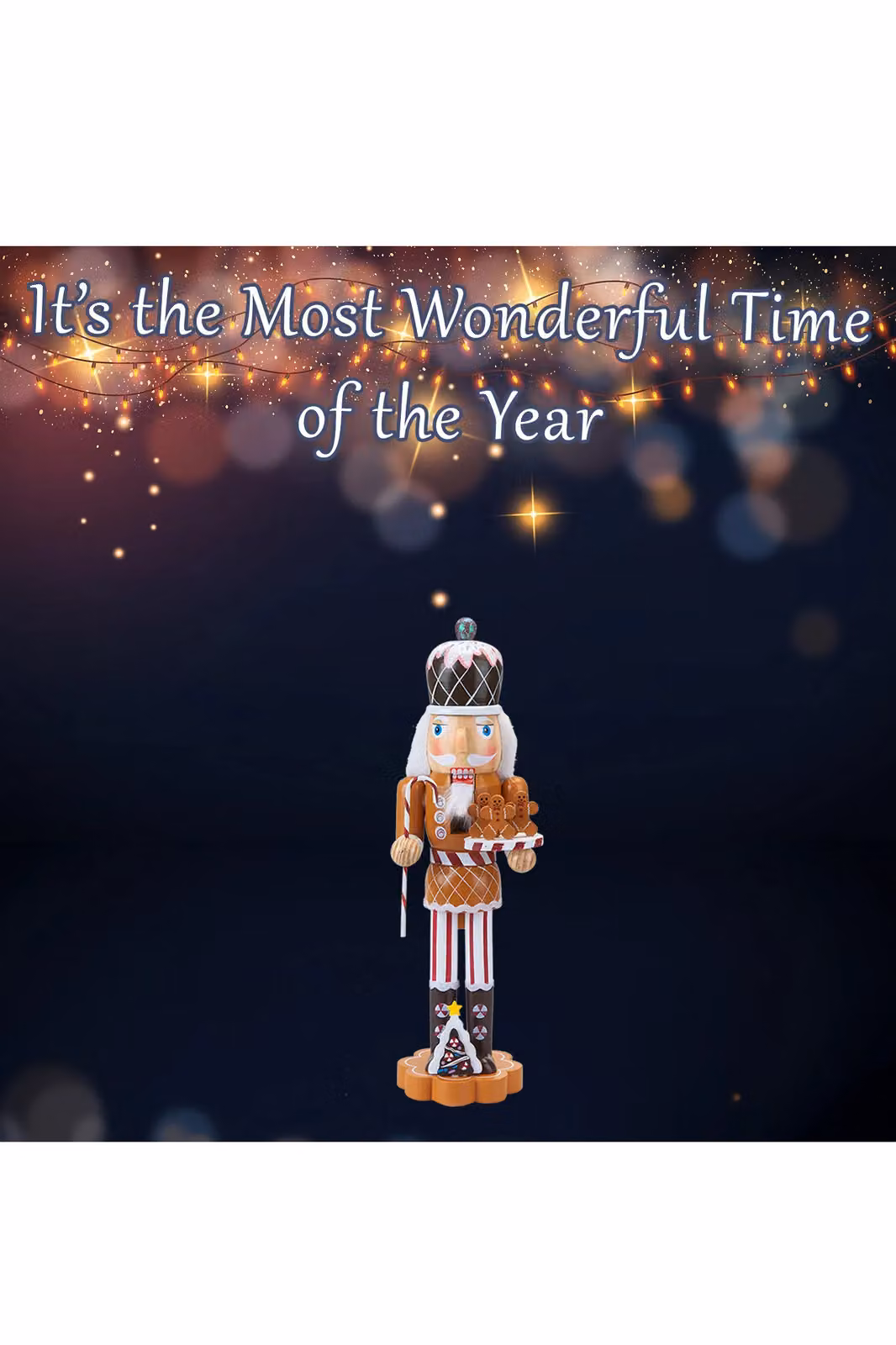 VFM e-Store Nutcracker Wooden Gingerbread Christmas Decoration in Brown and Multicolour, H: 39 cm, W: 11.2 cm, D: 9 cm – 2