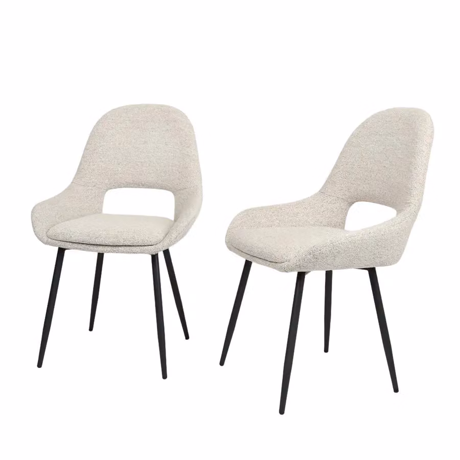 Home Garden Direct Pebble Set of 2 Bouclé Dining Chairs in Light Grey and Beige – 4
