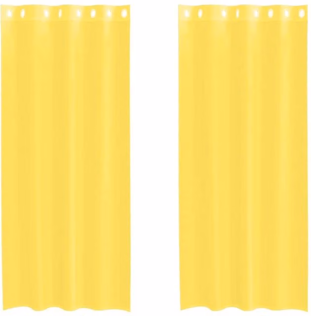 Berkfield Home Yellow Voile Fabric Panel Curtains with Eyelets, 2 Pack