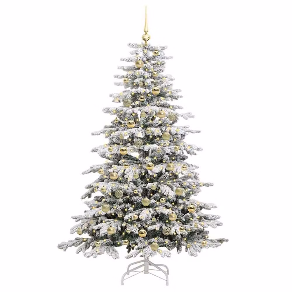 Berkfield Home Artificial Hinged Christmas Tree in White, Height: 180 cm – 3