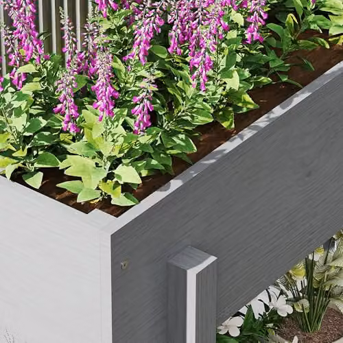 Outsunny Wooden Raised Garden Bed with Bed Liner and Storage Shelf, Grey, W: 100 cm, D: 30 cm, H: 71 cm – 7