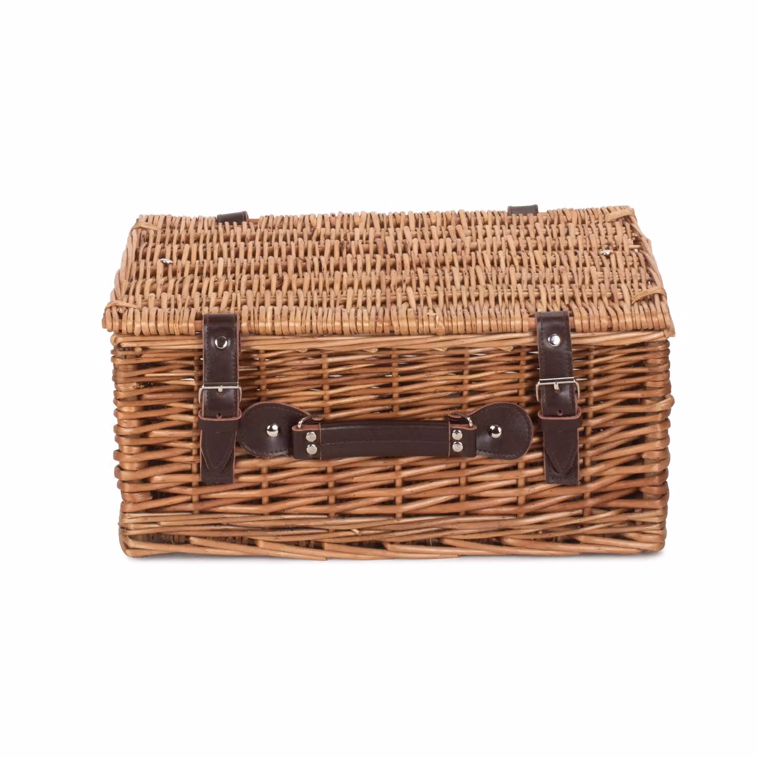 Red Hamper Double Steamed Wicker Picnic Basket in Brown, W/D/H: 45 x 35 x 19 cm – 2