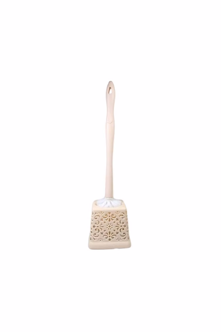 KDMD Pink Lace Style Toilet Brush with Plastic Holder, 50 cm