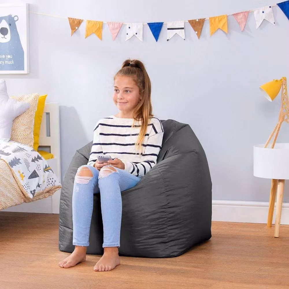Bean Bag Bazaar Grey Childrens Bean Bag with Removable Cover and Refill Opening – 4
