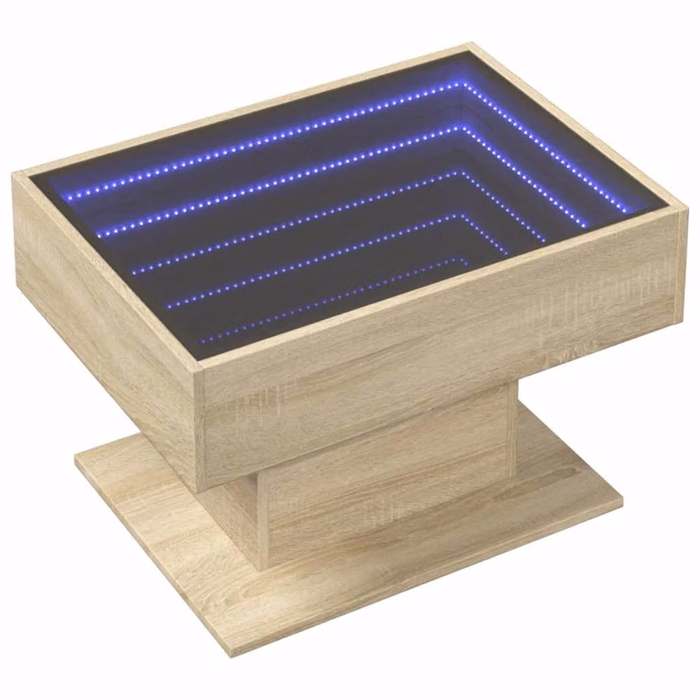 Berkfield Home LED Coffee Table in Sonoma Oak, Light Brown, W/D/H: 70 x 50 x 45 cm – 1