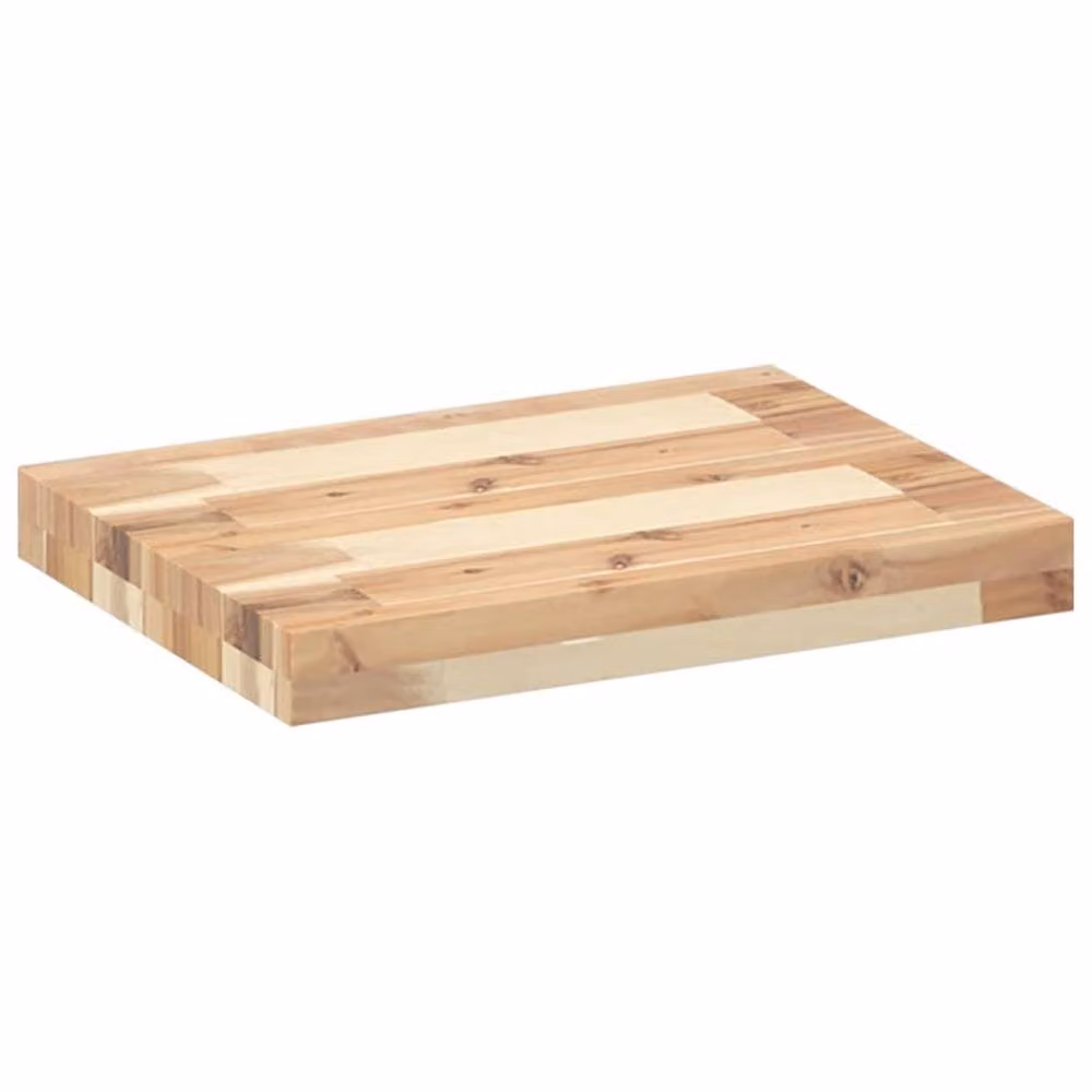 Berkfield Home Set of 2 Floating Wall Mounted Shelves in Brown Untreated Solid Acacia Wood, W: 60 cm, D: 30 cm, H: 4 cm – 2