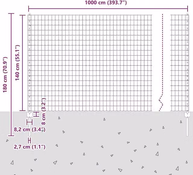 Berkfield Home Euro Fence with 10 U Posts, Silver Galvanised Steel, 4 x 10 m