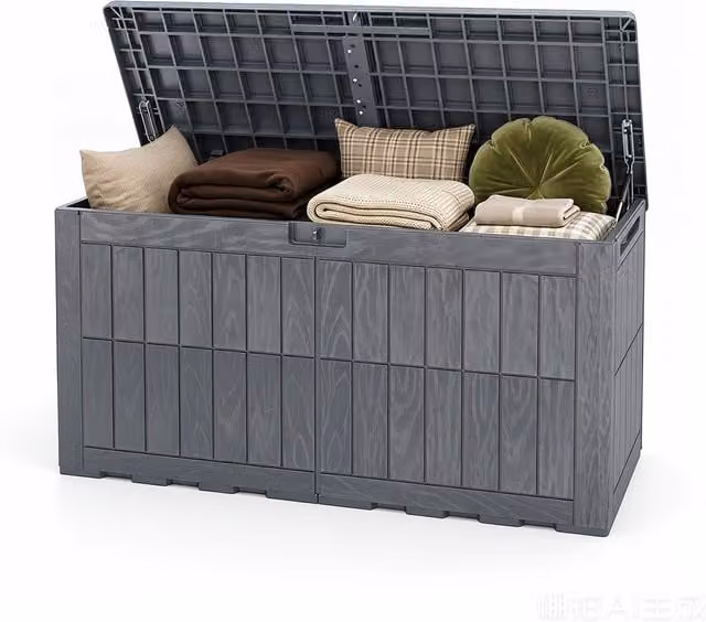 COSTWAY Grey Modern Weatherproof Garden Deck Box for Cushion Storage