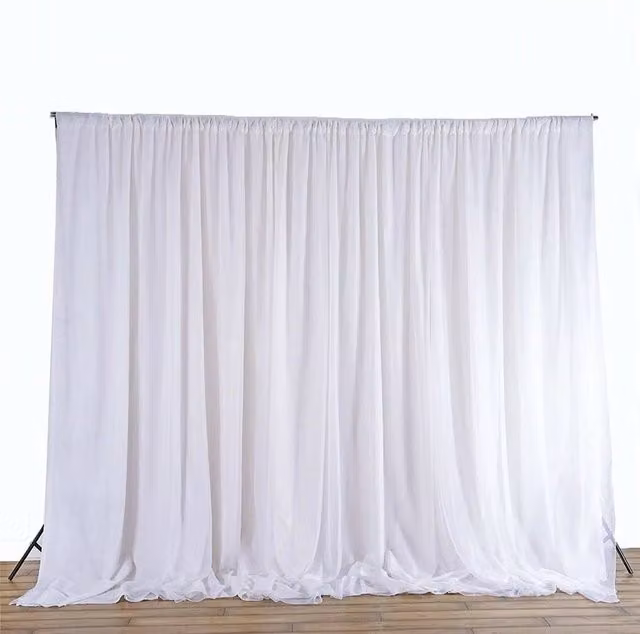 NESTLUNE White Ice Silk Backdrop Curtain for Wedding and Bridal Stages