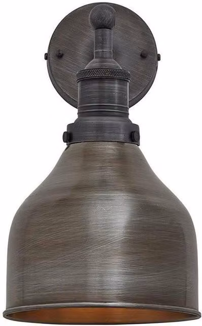 Industville Brooklyn Cone Wall Light in Pewter and Grey Metal