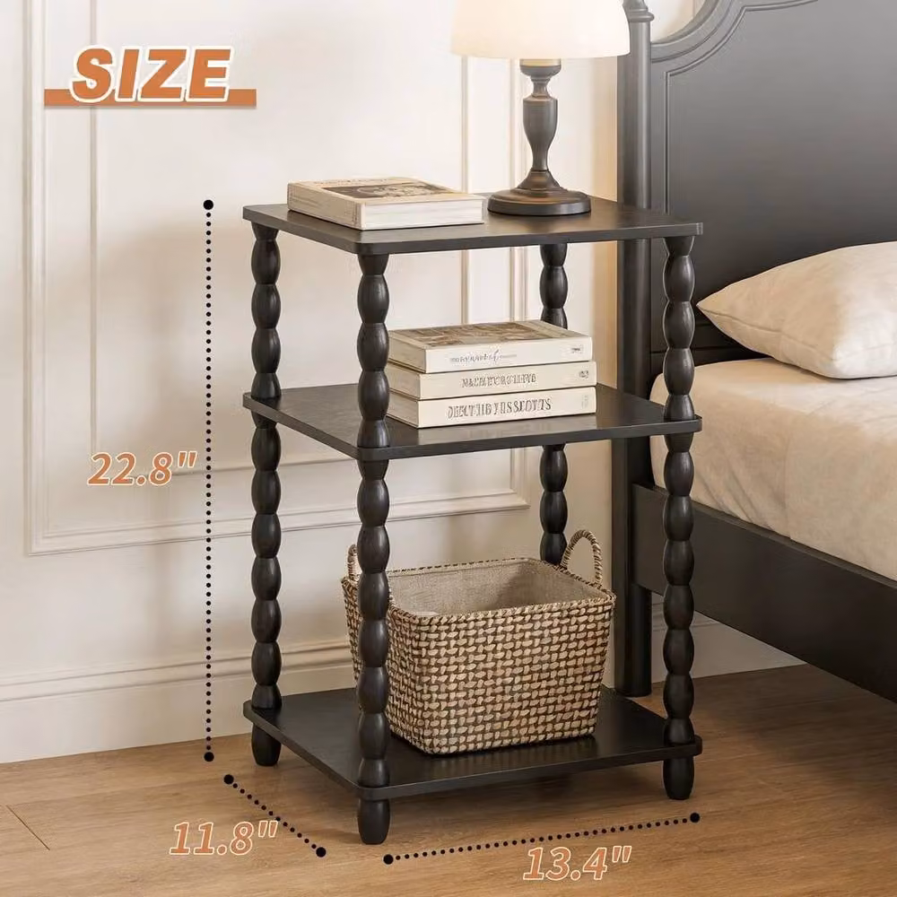 FORGEVIO Wooden Side Table with Storage in Black – 3