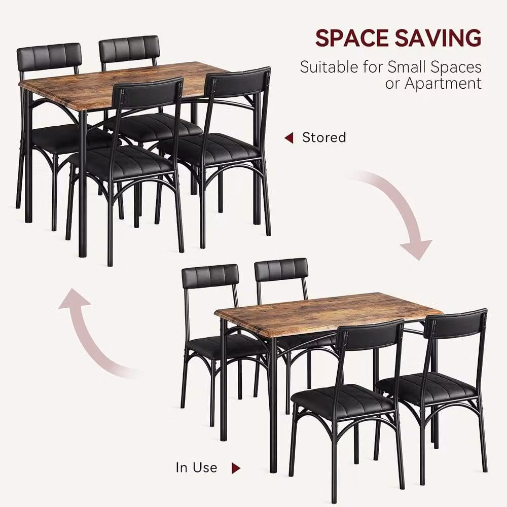 London Boutique 5-Piece Rectangular Dining Table Set with 4 Upholstered Chairs in Multicolour – 3