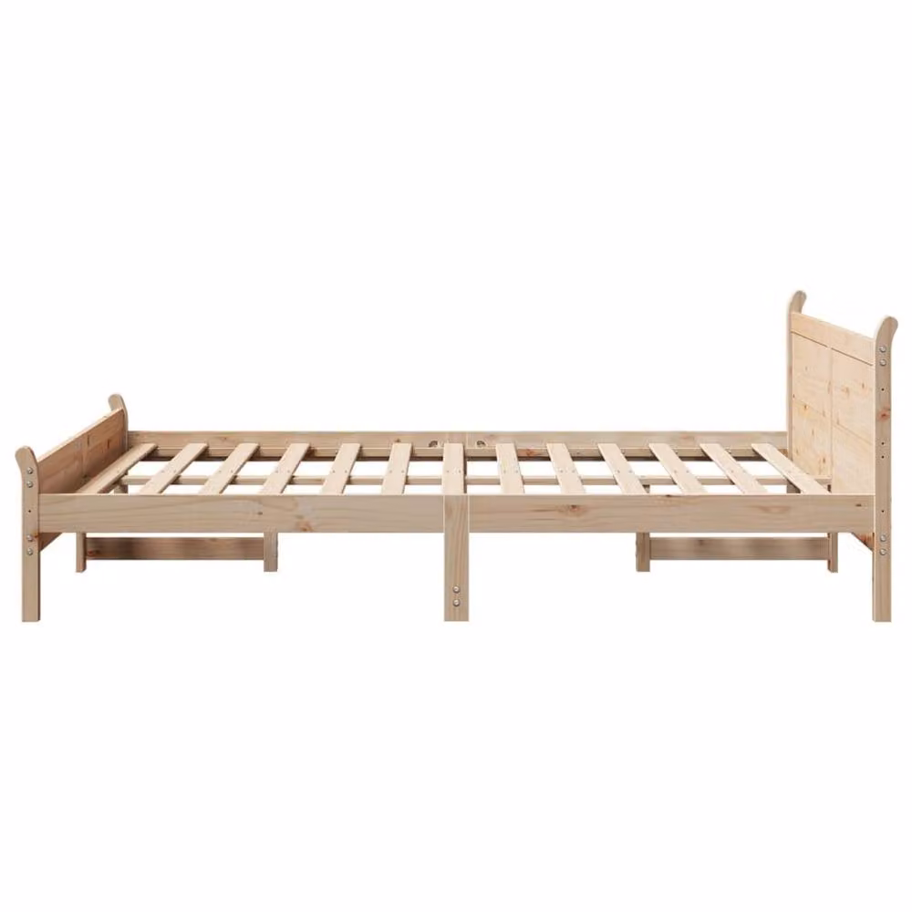 Berkfield Home Double Solid Wood Pine Bed Frame in Natural, W: 135 cm, H: 72 cm, D: 190 cm – 3