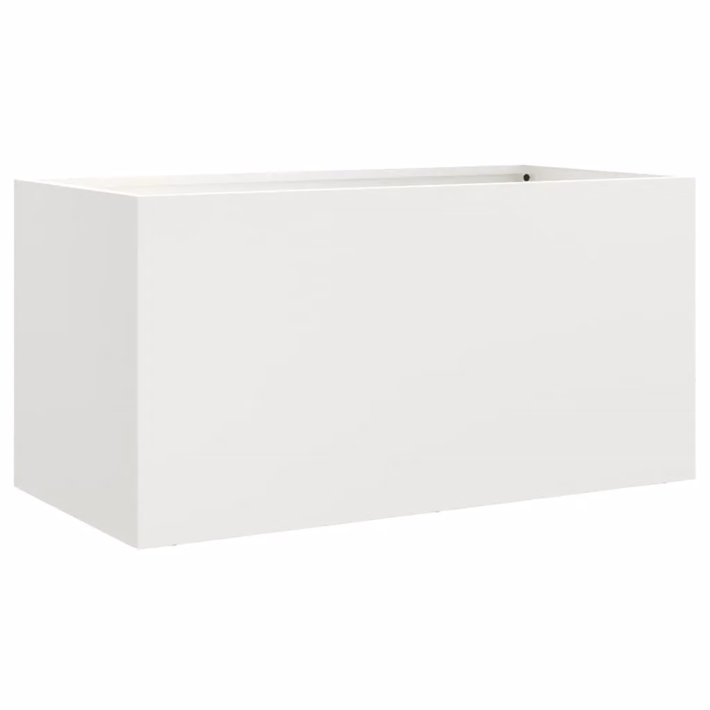 Berkfield Home White Steel Planter Tub W: 62 cm, D: 30 cm, H: 29 cm – 2