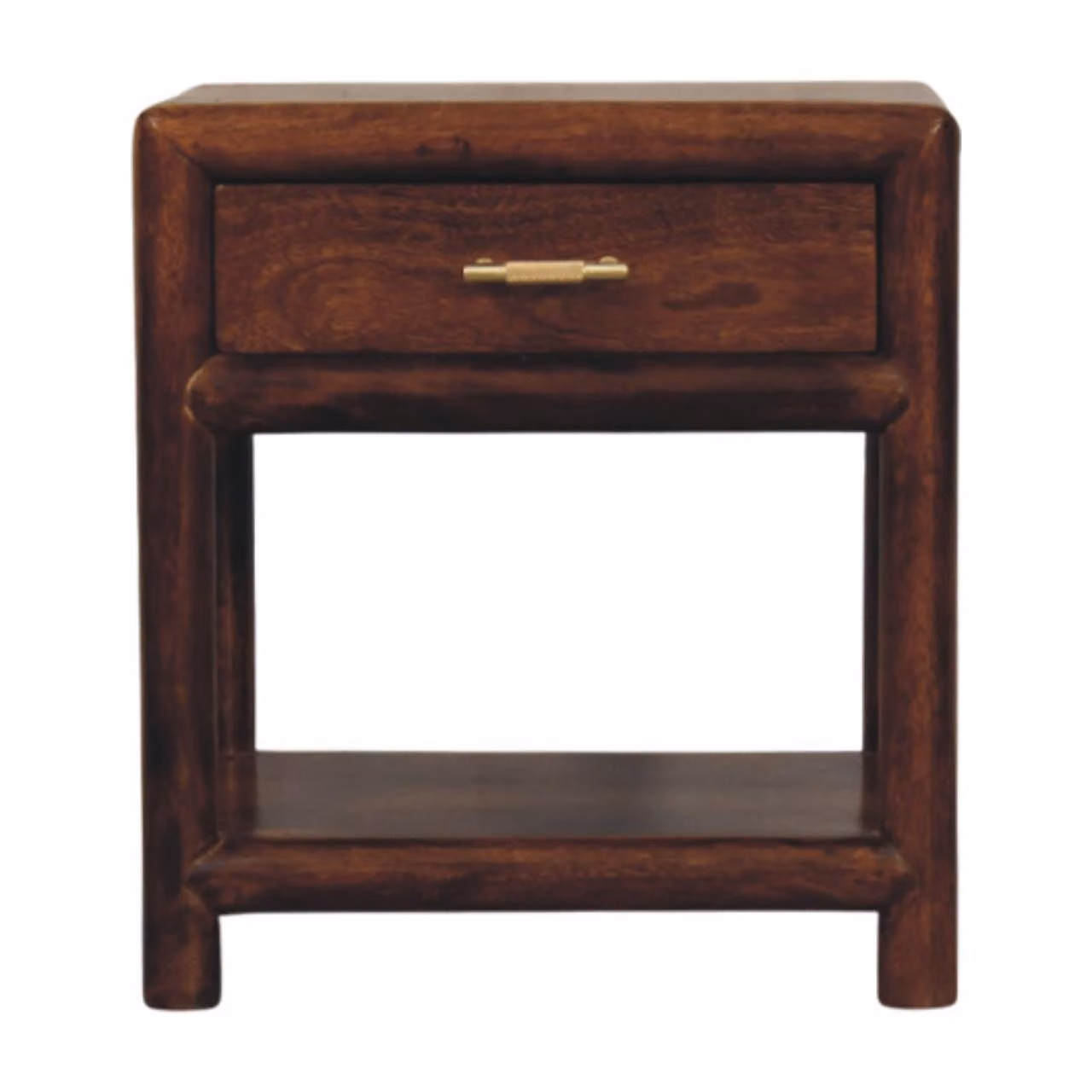 Aosom UK Brown Mango Wood Nightstand with Drawer and Open Shelf, W/D/H: 45 x 35 x 50 cm – 2