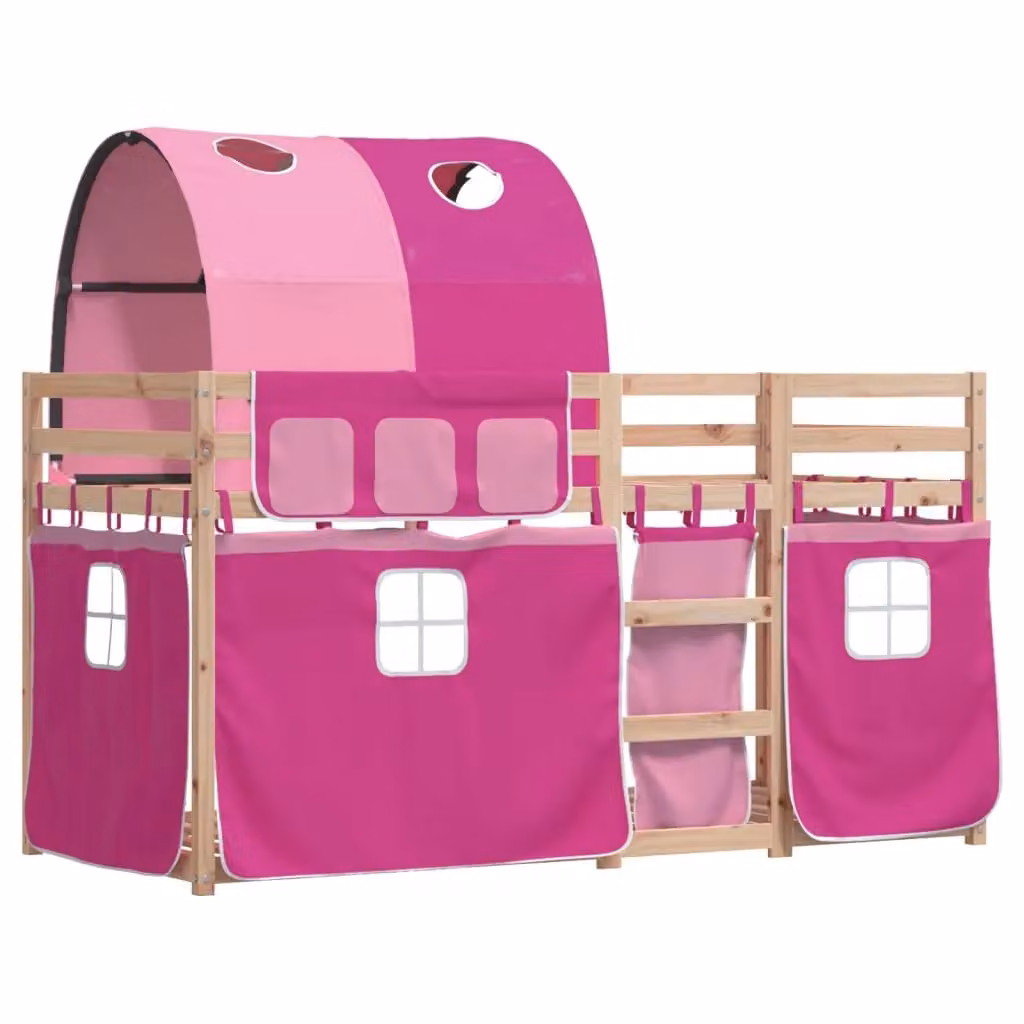 Berkfield Home Pink Solid Wood Pine Bunk Bed for Children W/D/H: 80 x 200 cm – 2