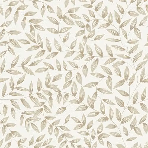 Grandeco Jessy Leaf Trail Botanical Floral Textured Wallpaper, Beige