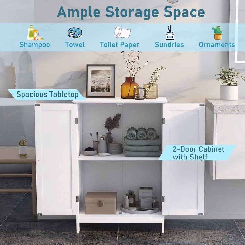 Kelvenix Modern Free Standing Bathroom Floor Cupboard in White Matt MDF – 4