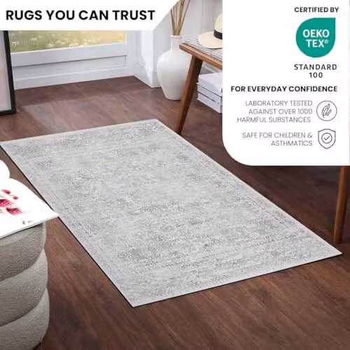 Livabliss Roma Vintage Boho Rug in Grey, Cream and Blue, W: 80 cm x L: 150 cm – 2