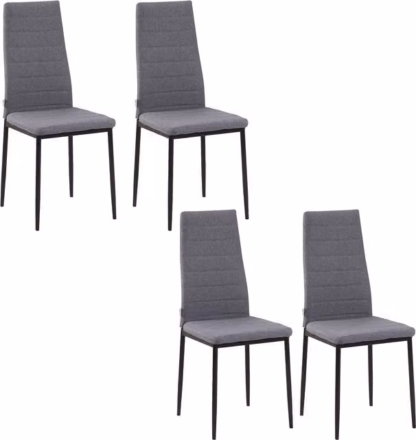 HOMCOM Set of 4 Grey Linen Upholstered Dining Chairs with Padded Seats and Metal Legs