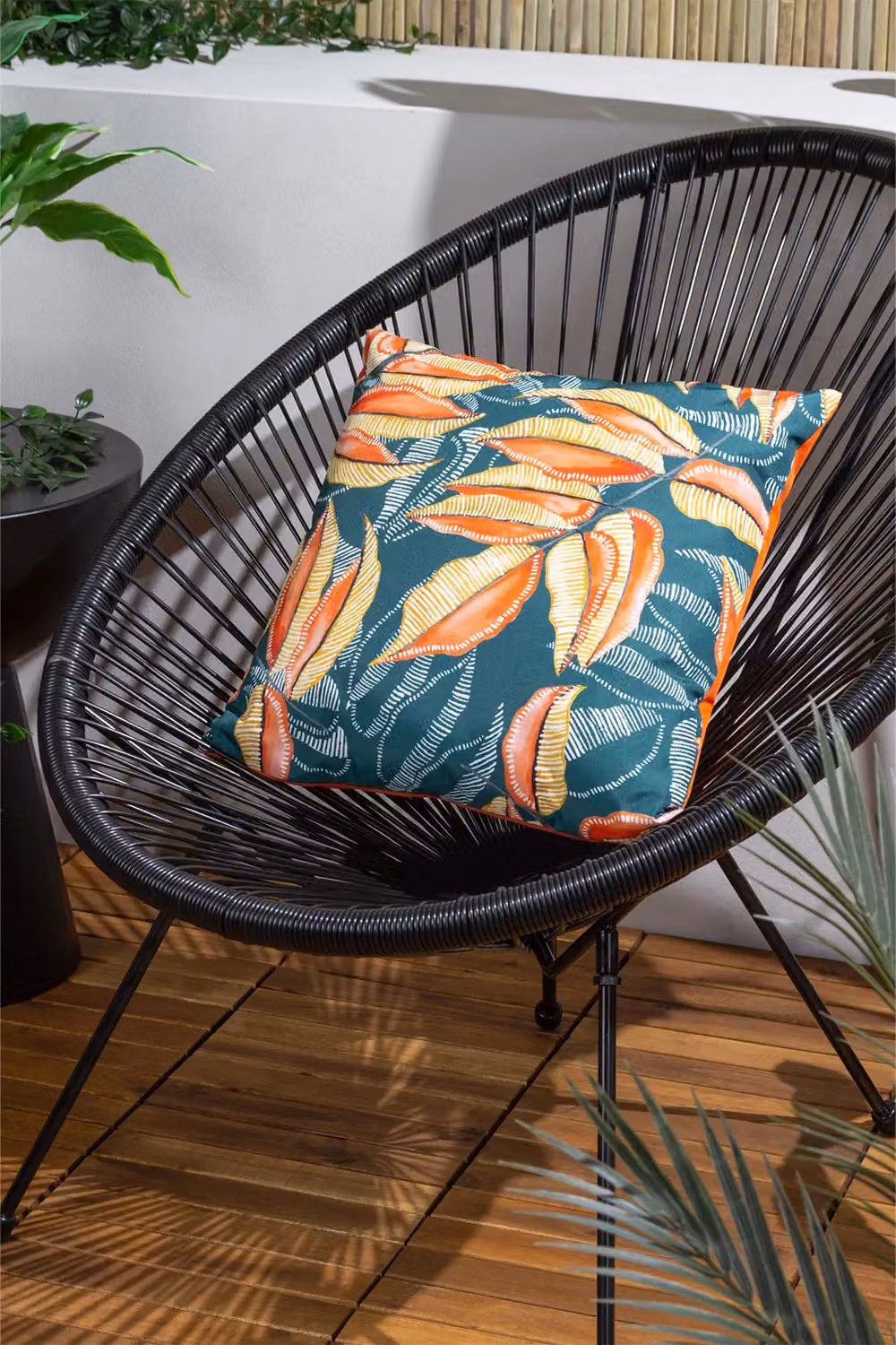 Wylder Tropics Ebon Wilds Akia Floral Square Outdoor Cushion, Petrol, W/D/H: 43 x 43 x 43 cm – 3