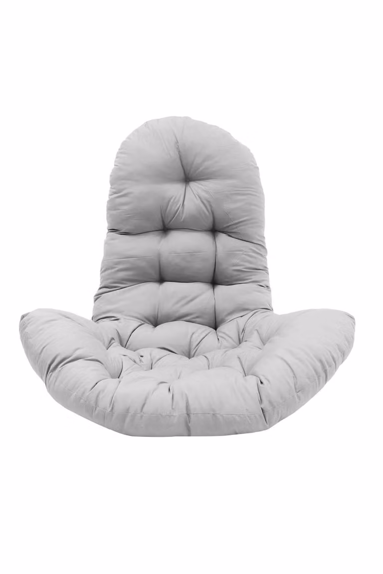 Garden Sanctuary Oval Hanging Egg Chair Cushion in Light Grey Cotton