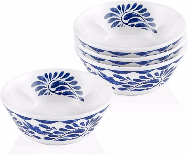 The Mia UK Mia Azur Series Stoneware Bowls, Set of 4, Blue and White