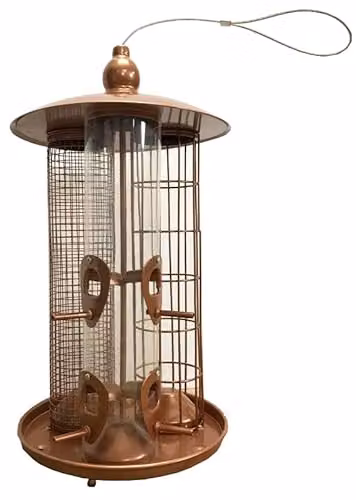 Selections Deluxe 3-in-1 Hanging Wild Bird Feeder for Seeds, Nuts and Fat Balls in Gold, Copper and Bronze Metal