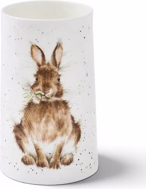 Wrendale Designs Daisy Rabbit Porcelain Tabletop Vase, White, H 17.0 cm x W 9.2 cm x D 9.2 cm
