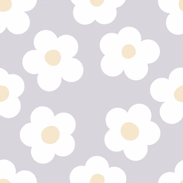 I Love Wallpaper Botanical Floral Ditsy Daisy Wallpaper in Purple and Yellow