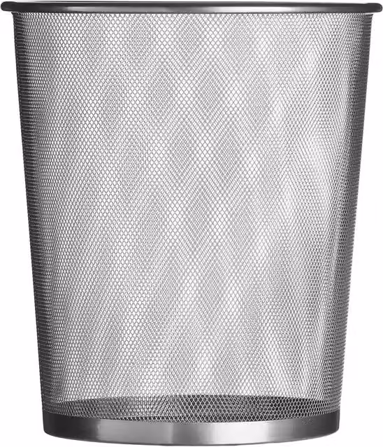 Orsina Large Matt Silver Metal Wire Mesh Waste Paper Basket – 1