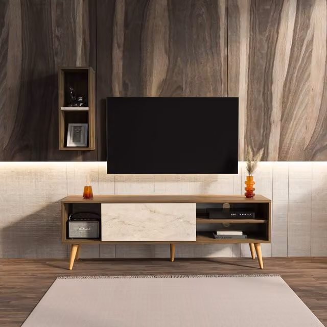Decorotika Rans Mid-Century TV Unit in Walnut and Brown