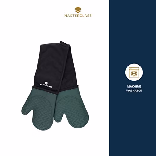 MasterClass Non-Slip Silicone Oven Gloves in Black and Green – 2