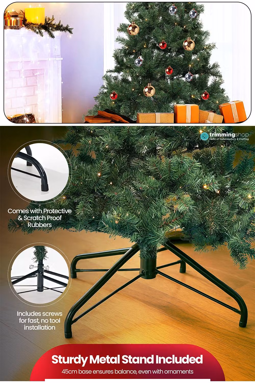Neel Blue Alpine Artificial Christmas Tree in Green with Warm Colourful LEDs, Height: 182.88 cm – 4