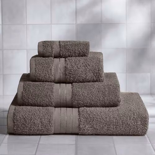 OHS 2 Pack of Grey 100% Cotton Terry Bath Sheets, W/D/H: 150 x 90 x 0 cm – 2